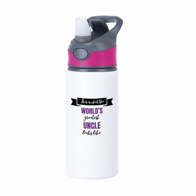 Hacebo® - World's greatest uncle waterfles met rietje roze - Oom - een oom - verjaardagscadeau - cadeau voor oom - kado - water fles - 650ML