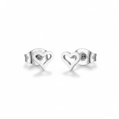 Aramat Jewels | Oorbellen | Stalen Open Hartjes Oorbellen Zilverkleur 4mm RVS | | | |4mm | Staal | Kinderen, Volwassenen | Verkleurd niet