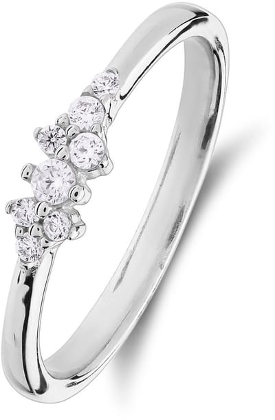 Lucardi - Dames Zilveren ring asymetrisch zirkonia - Ring - 925 Zilver - Zilverkleurig - 18 / 57 mm