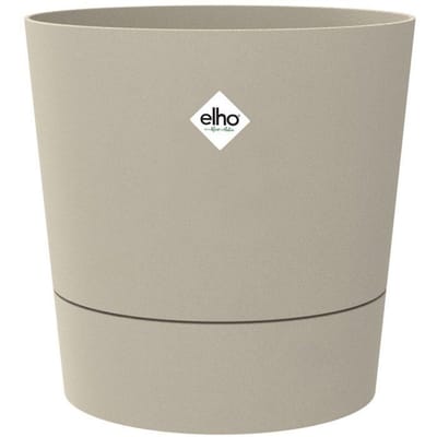 Elho Foss Rond 35cm - Bloempot voor Binnen - 100% Gerecycled Plastic - Ø 34.5 x H 34.1 - Paddenstoel beige