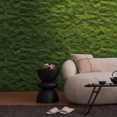 Fotobehang Profhome 398391-GU vliesbehang hardvinyl warmdruk in reliëf glad 3D mat groen mosgroen geelgroen 1,59 m x 2,8 m