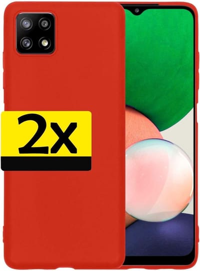 Hoesje - 2 Stuks - Geschikt voor Samsung Galaxy A22 5G - Sterk & Shockproof - Case Siliconen - Back Cover - Telefoon Hoes - Telefoonhoesjes - Rood