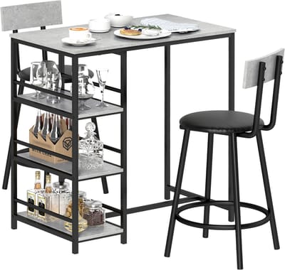 HOMCOM-Bartafelset-MDF-90x50x90,5cm-Lichtgrijs