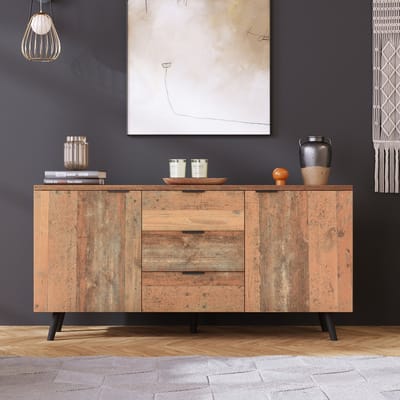 TV-Meubel - Dressoir - Opbergkast-Vintage Kast – 3 Lades –Verstelbare Planken – Stabiel - Veel Opbergruimte - Woonkamer - 140x35x70cm- 1 Stuk-Bruin
