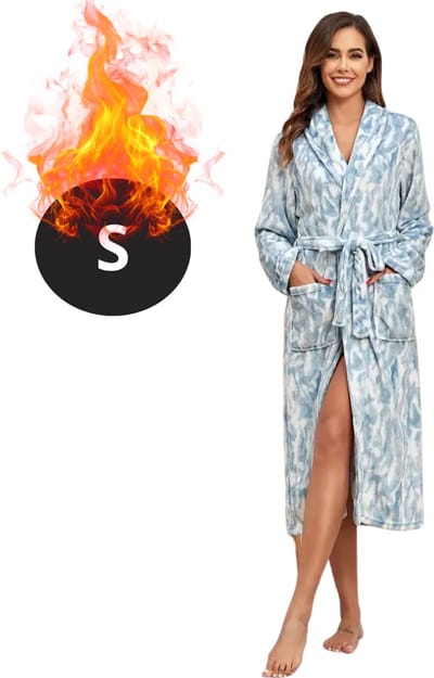 Bovista Badjas Dames - Fleece - Katoen - Badstof - Sauna - Hamam - Wafel - Bathrobe - Duster - Ochtendjas - Spa - Kimono - Lichtblauw S