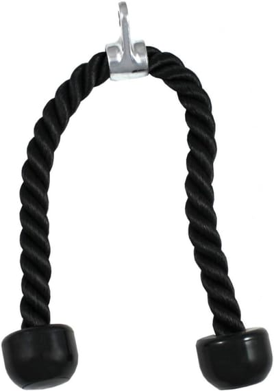 Tricep Rope - Fitness Touw - Kracht Training - Hoge Kwaliteit Nylon - 65 cm - Zwart