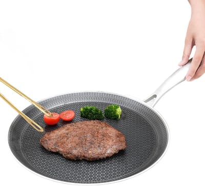 Pannenkoekenpan Antiaanbak - Bakplaat Eieren - Ontbijt Bereiden - Honingraat Coating - 24-28 cm - Zwart