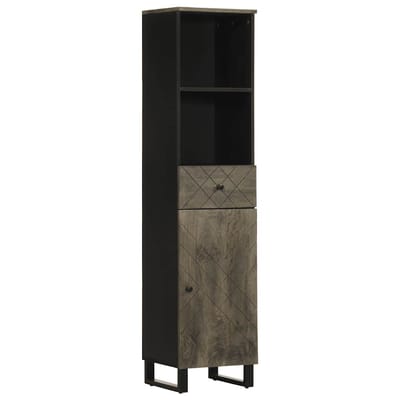 vidaXL - Badkamerkast - 38x33x160 - cm - massief - mangohout - zwart
