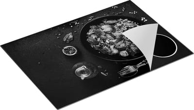 Chefcare Inductie Beschermer Salade Bord met Groentes - Zwart Wit - 75x50 cm - Afdekplaat Inductie - Kookplaat Beschermer - Inductie Mat