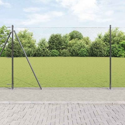 vidaXL - zeshoekig - gaashek - met - betonnen - voetstuk - 10 - x - 1,4 - m - Grijs - Mesh