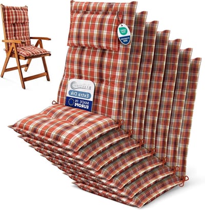 Tuinkussens Set - Stoelkussens Terras - Comfortabel Buiten Zitten - UV-Lichtbestendigheid 5 - 120x50cm 7cm Dik - Oranje Rood Groen Geruit