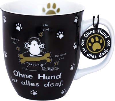 Koffiemok - Thee mok - Warme dranken - Met goud effect - 40 cl - Zwart wit