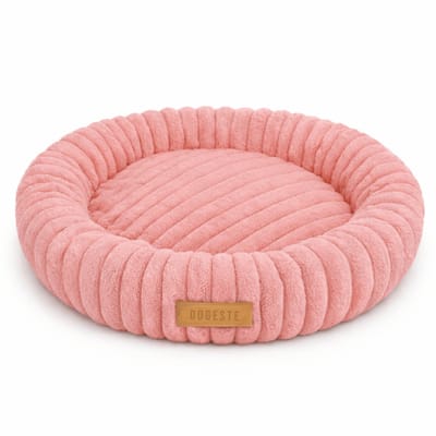Dogeste Nesto M - Hondenmand 60 cm - Rond - Voor Kleine en Middelgrote Honden - Antistress Pluche - Antislip en Wasbaar - Roze