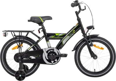 Kinderfiets Mountainbike – Voor jongens en meisjes van 5–9 jaar – Lichtgewicht, met bagagedrager – 41 cm / 46 cm wielen, zwart