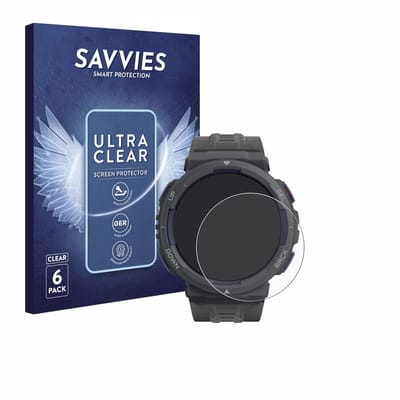 Savvies - Screenprotector voor Amazfit Active Edge - Folie Beschermfolie transparant 6 Stuks