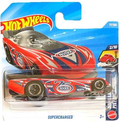 HOT WHEELS SUPERCHARGED DRAG RED 77/250 HW DRAG RACERS PISTE DE COURSE 2/10 SHORT CARD 2026