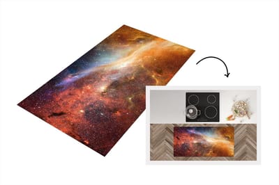 Keukenloper - Loper keuken - Ruimte - Sterren - Oranje - 120x60 cm - Keukenloper vinyl