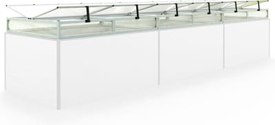 Moestuinbak opzetstuk van aluminium en polycarbonaat Tuinkas plantenbak voor tuin, balkon, met dakvenster kleppen, UV en weerbestendig, 119 x 444 cm