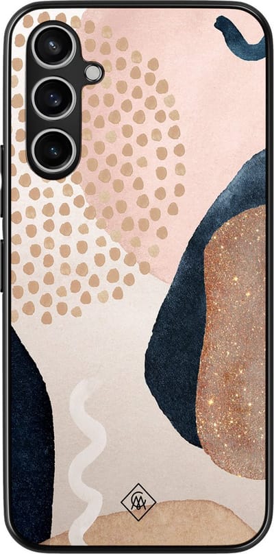 Casimoda® hoesje - Geschikt voor Samsung Galaxy A54 - Abstract Dots - Zwart TPU Backcover - Geometrisch patroon - Bruin/beige