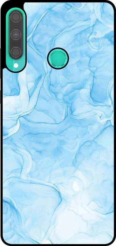 Smartphonica Telefoonhoesje Geschikt voor Huawei P40 Lite E met marmer opdruk - TPU backcover case marble design - Lichtblauw geschikt voor Huawei P40 Lite E