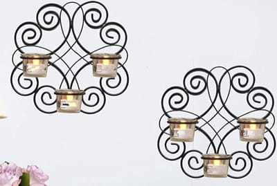 N3 Collectiec 2 delige decoratieve Rond wandkandelaar