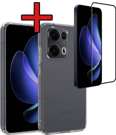 Hoesje - Met Screenprotector - Geschikt voor Oppo Reno 13 Pro - Sterk & Shockproof - Telefoon Hoes - Back Cover - Siliconen Case - Telefoonhoes - Transparant