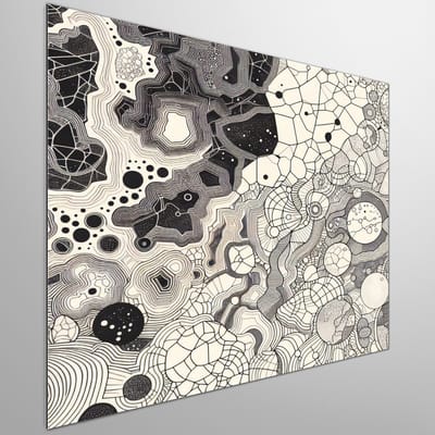 Line art dikke dames schilderij | Lijnen en vormen: een dans van volle dames op doek | Kunst - 50x50 centimeter op Dibond | Foto op Dibond