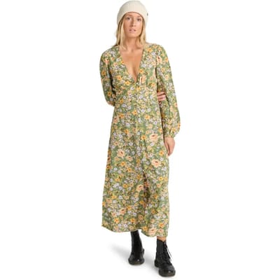 Billabong Cool Night Lange Jurk Met Lange Mouwen Groen L Vrouw