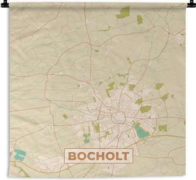 Wandkleed - Wanddoek - Plattegrond - Bocholt - Stadskaart - Vintage - Kaart - 180x180 cm - Wandtapijt
