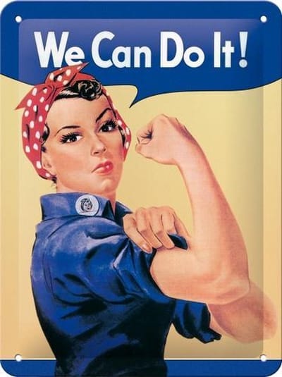 We Can Do It! - Metalen Wandbord - In reliëf - 15cm x 20cm