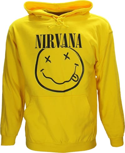 Nirvana Smiley Hoodie Sweater Trui Geel - Officiële Merchandise - XXL