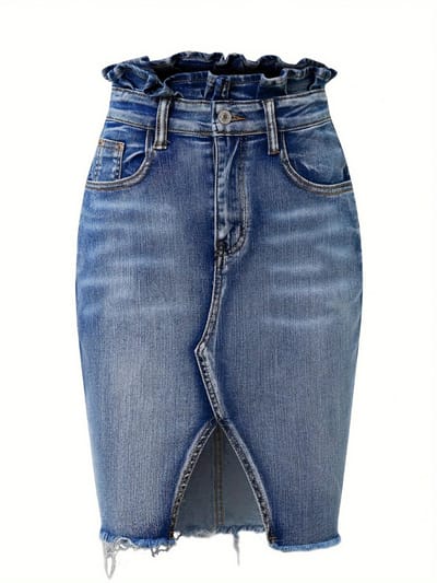 Livano Spijkerrok - Rok - Jeansrok Dames - Denim - Spijkerjurk - S