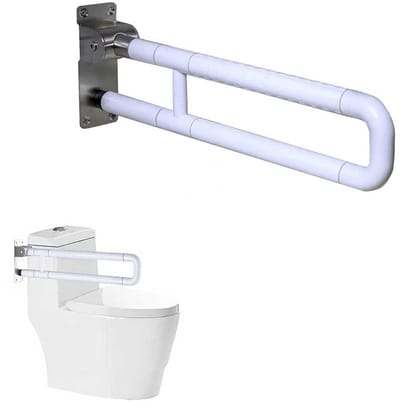 PolkaHome® Opklapbare WC Steungreep – Wandsteunbeugel Toilet – Antislip Handgreep – Inklapbaar – Wandmontage – Veiligheidshulp Badkamer – Wit