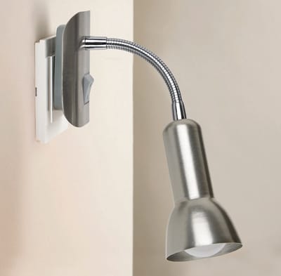 Trango LED Plug Lamp 11-057 *ANNA* Wandlamp, Leeslamp, Keukenlamp, Nachtlampje in Nikkel mat incl. 1x 5 Watt E14 LED Lamp 3000K warm wit, Wandlamp, Keukenlamp, Plug Lamp