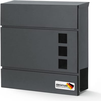 Moderne brievenbus - Brievenbus met krantenvak - Post ontvangen - Afsluitbaar met kijkvensters - 37 x 37 cm - Antraciet
