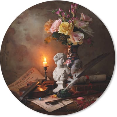 Muismat rond 20x20 cm - Mousepad Kaars - Viool - Stilleven - Ronde muismatten