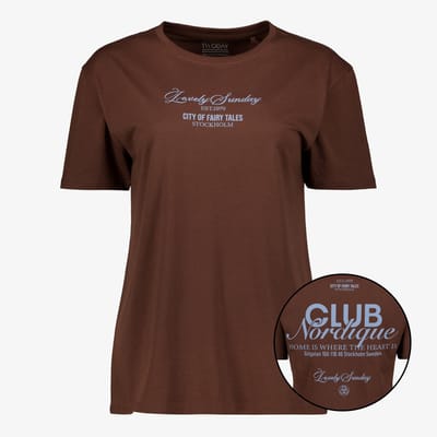 TwoDay dames T-shirt met backprint bruin - Maat S