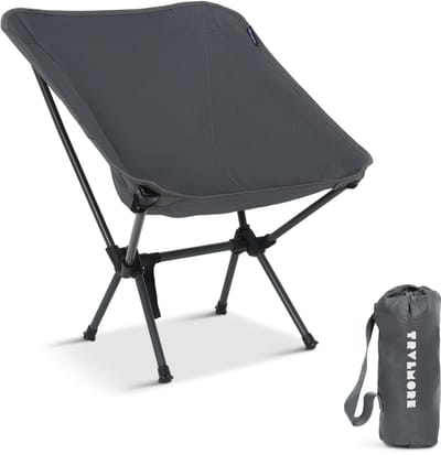 TRVLMORE Campingstoel - Opvouwbaar - 100KG Draagvermogen - Incl. Draagtas - Klapstoel - Visstoel - Kampeerstoel - Vouwstoel - Grijs