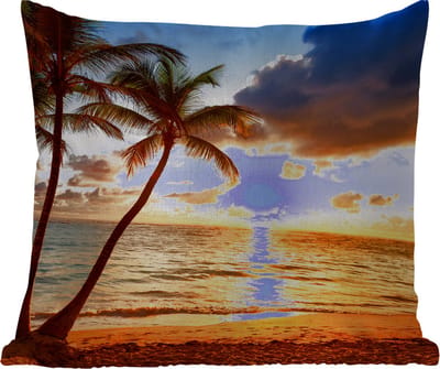 Tuinkussen - Strand - Horizon - Zonsondergang - Palmboom - Zee - 40x40 cm - Weerbestendig