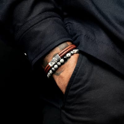 Rebel & Rose armband Small Braided Apollo Cognac unisex RR-L0173-S