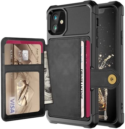 Portemonnee Hoesje Geschikt voor Apple iPhone 12 / 12 Pro - Back Cover met Pasjeshouder - Telefoonhoesje voor Pinpas - Kaarthouder op Achterkant - Case met Magneet Zwart