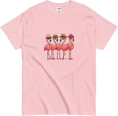 Grappig T Shirt Flamingo's - Dames Heren - Zomerse Print - Katoen - Roze - S