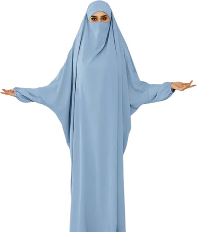 Bovista Islamitische Kleding - Djellaba Dames - Moslim Kleding - Arabisch Dames Kaftan - Alhamdulillah - Lichtblauw