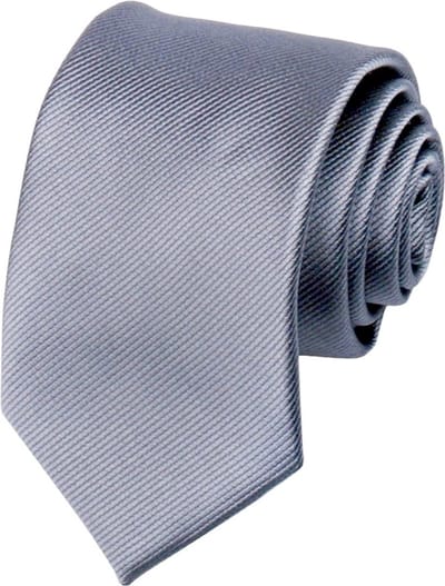Fako Fashion - Brede Stropdas - Gestreept - Ribstructuur - 100% Zijde - Effen - 8cm - 145cm - Donkergrijs