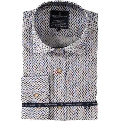 Fellows United - Lange mouw overhemd - Mannen - L - Sky Blauw - Katoen - 51.6526