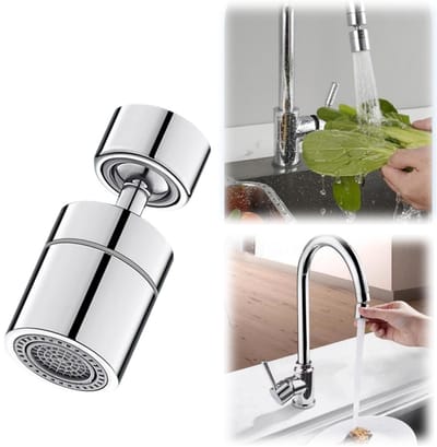 Gootsteensproeier - kraanverlenger - roterende Kraankop - douchekop voor wastafel - spoelkraan kraandouchekop - waterbesparende kraankop - twee sproeistanden - geschikt voor keuken kranen, wastafels, badkamers (4,7*2,4cm - zilver)