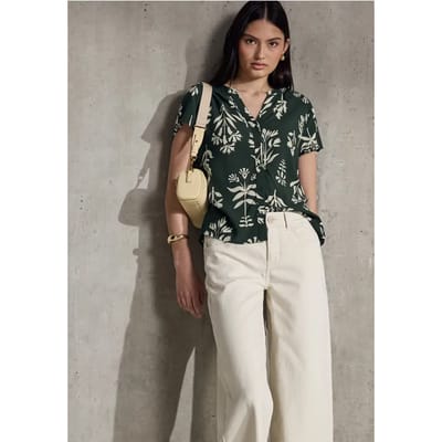 Gedessineerde blouse met korte mouwen