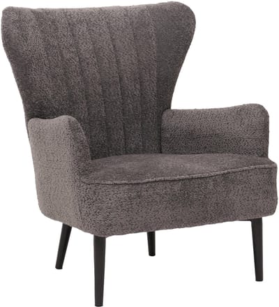 Loungestoel MCW-K37, cocktail-/oorstoel, gestoffeerde stoel, retro-vintage, chenille (500 g/m²) ~ donkergrijs