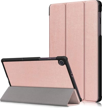 Hoesje Geschikt Voor Samsung Galaxy Tab S6 Lite Hoes Rose Goud Smart cover 2024 - Hoesje Geschikt Voor Samsung Galaxy Tab S6 Lite 2022 Hoes - tri-fold Bookcase Hoes Cover - Tab S6 lite hoes