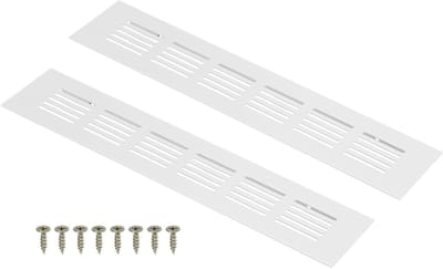 QUARKZMAN Rechthoekig ventilatierooster, aluminiumlegering ventilatierooster met lamellen met bevestigingsschroeven voor kastkast (250 x 50 mm/10 inch x 2 inch, wit)